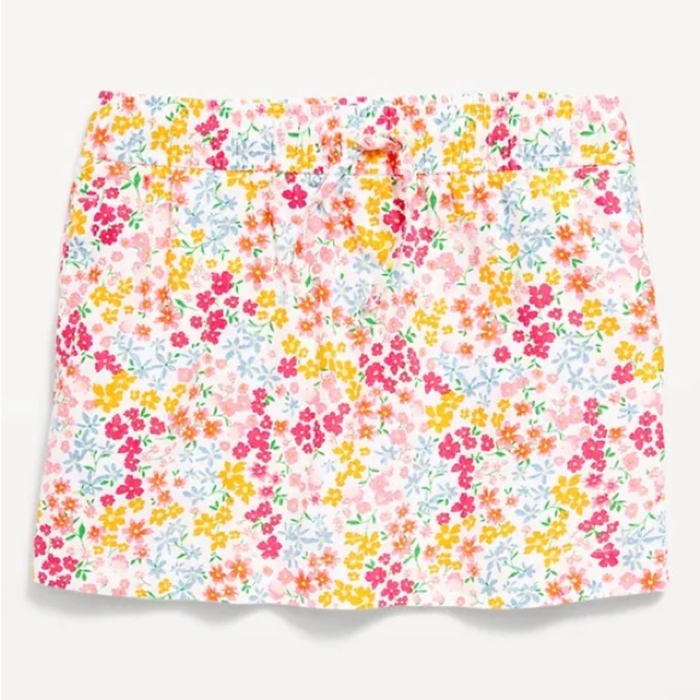 Old Navy Girls’ Floral Linen-Blend Drawstring Skirt